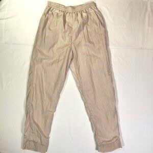 Vintage 90s Lavon Track Pants Size Large Shimmer Metallic Gold Tan Nylon